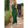MEROKEETY Women’s 2026 Spring Ribbed Maxi Dress Summer V Neck Button Short Sleeve Slim Fit Bodycon Knit Sweater Dresses(Darkgreen)