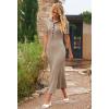 MEROKEETY Women’s 2026 Spring Ribbed Maxi Dress Summer V Neck Button Short Sleeve Slim Fit Bodycon Knit Sweater Dresses(Khaki)