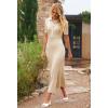 MEROKEETY Women’s 2026 Spring Ribbed Maxi Dress Summer V Neck Button Short Sleeve Slim Fit Bodycon Knit Sweater Dresses(Lightapricot)