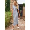 MEROKEETY Women’s 2026 Spring Ribbed Maxi Dress Summer V Neck Button Short Sleeve Slim Fit Bodycon Knit Sweater Dresses(Lightgrey)