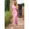 MEROKEETY Women’s 2026 Spring Ribbed Maxi Dress Summer V Neck Button Short Sleeve Slim Fit Bodycon Knit Sweater Dresses(Pink)