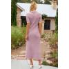 MEROKEETY Women’s 2026 Spring Ribbed Maxi Dress Summer V Neck Button Short Sleeve Slim Fit Bodycon Knit Sweater Dresses(Taro)