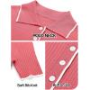 MEROKEETY Women’s 2026 Spring Ribbed Maxi Dress Summer V Neck Button Short Sleeve Slim Fit Bodycon Knit Sweater Dresses(Watermelon)