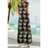 MEROKEETY Women’s 2026 Summer Cap Sleeve Jumpsuits Dressy Casual Deep V Neck Button Onesie Wide Leg Pants Rompers(Blackfloral)