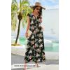 MEROKEETY Women’s 2026 Summer Cap Sleeve Jumpsuits Dressy Casual Deep V Neck Button Onesie Wide Leg Pants Rompers(Blackfloral)