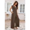 MEROKEETY Women’s 2026 Summer Cap Sleeve Jumpsuits Dressy Casual Deep V Neck Button Onesie Wide Leg Pants Rompers(Coffee)