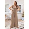 MEROKEETY Women’s 2026 Summer Cap Sleeve Jumpsuits Dressy Casual Deep V Neck Button Onesie Wide Leg Pants Rompers(Khaki)
