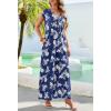 MEROKEETY Women’s 2026 Summer Cap Sleeve Jumpsuits Dressy Casual Deep V Neck Button Onesie Wide Leg Pants Rompers(Navyfloral)