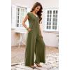 MEROKEETY Women’s 2026 Summer Cap Sleeve Jumpsuits Dressy Casual Deep V Neck Button Onesie Wide Leg Pants Rompers(Olive)