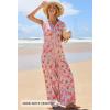 MEROKEETY Women’s 2026 Summer Cap Sleeve Jumpsuits Dressy Casual Deep V Neck Button Onesie Wide Leg Pants Rompers(Redfloral)