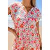 MEROKEETY Women’s 2026 Summer Cap Sleeve Jumpsuits Dressy Casual Deep V Neck Button Onesie Wide Leg Pants Rompers(Redfloral)