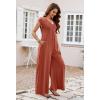 MEROKEETY Women’s 2026 Summer Cap Sleeve Jumpsuits Dressy Casual Deep V Neck Button Onesie Wide Leg Pants Rompers(Rust)