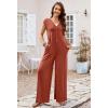 MEROKEETY Women’s 2026 Summer Cap Sleeve Jumpsuits Dressy Casual Deep V Neck Button Onesie Wide Leg Pants Rompers(Rust)