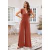 MEROKEETY Women’s 2026 Summer Cap Sleeve Jumpsuits Dressy Casual Deep V Neck Button Onesie Wide Leg Pants Rompers(Rust)