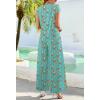 MEROKEETY Women’s 2026 Summer Cap Sleeve Jumpsuits Dressy Casual Deep V Neck Button Onesie Wide Leg Pants Rompers(Sagefloral)