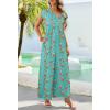 MEROKEETY Women’s 2026 Summer Cap Sleeve Jumpsuits Dressy Casual Deep V Neck Button Onesie Wide Leg Pants Rompers(Sagefloral)