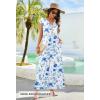 MEROKEETY Women’s 2026 Summer Cap Sleeve Jumpsuits Dressy Casual Deep V Neck Button Onesie Wide Leg Pants Rompers(White Blue)