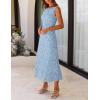 MEROKEETY Womens 2026 Summer Floral Maxi Dress Sleeveless Tie Waist Elegant Bodycon Wedding Guest Vacation Party Long Dresses(Blue)