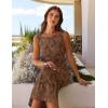 MEROKEETY Womens 2026 Summer Floral Maxi Dress Sleeveless Tie Waist Elegant Bodycon Wedding Guest Vacation Party Long Dresses(Brown)