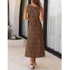 MEROKEETY Womens 2026 Summer Floral Maxi Dress Sleeveless Tie Waist Elegant Bodycon Wedding Guest Vacation Party Long Dresses(Brown)