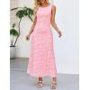 MEROKEETY Womens 2026 Summer Floral Maxi Dress Sleeveless Tie Waist Elegant Bodycon Wedding Guest Vacation Party Long Dresses(Pink)