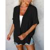 MEROKEETY Women’s 2026 Summer Lightweight Kimono Cardigan Short Sleeve Open Front Casual Loose Trendy Beach Cover Ups(Black)