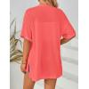 MEROKEETY Women’s 2026 Summer Lightweight Kimono Cardigan Short Sleeve Open Front Casual Loose Trendy Beach Cover Ups(Coral)