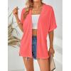 MEROKEETY Women’s 2026 Summer Lightweight Kimono Cardigan Short Sleeve Open Front Casual Loose Trendy Beach Cover Ups(Coral)
