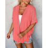 MEROKEETY Women’s 2026 Summer Lightweight Kimono Cardigan Short Sleeve Open Front Casual Loose Trendy Beach Cover Ups(Coral)