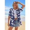 MEROKEETY Women’s 2026 Summer Lightweight Kimono Cardigan Short Sleeve Open Front Casual Loose Trendy Beach Cover Ups(Floralnavy)