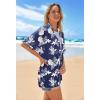 MEROKEETY Women’s 2026 Summer Lightweight Kimono Cardigan Short Sleeve Open Front Casual Loose Trendy Beach Cover Ups(Floralnavy)