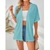 MEROKEETY Women’s 2026 Summer Lightweight Kimono Cardigan Short Sleeve Open Front Casual Loose Trendy Beach Cover Ups(Lake Blue)