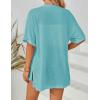 MEROKEETY Women’s 2026 Summer Lightweight Kimono Cardigan Short Sleeve Open Front Casual Loose Trendy Beach Cover Ups(Lake Blue)