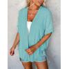 MEROKEETY Women’s 2026 Summer Lightweight Kimono Cardigan Short Sleeve Open Front Casual Loose Trendy Beach Cover Ups(Lake Blue)