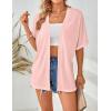 MEROKEETY Women’s 2026 Summer Lightweight Kimono Cardigan Short Sleeve Open Front Casual Loose Trendy Beach Cover Ups(Light Pink)