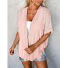 MEROKEETY Women’s 2026 Summer Lightweight Kimono Cardigan Short Sleeve Open Front Casual Loose Trendy Beach Cover Ups(Light Pink)