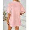 MEROKEETY Women’s 2026 Summer Lightweight Kimono Cardigan Short Sleeve Open Front Casual Loose Trendy Beach Cover Ups(Light Pink)