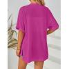 MEROKEETY Women’s 2026 Summer Lightweight Kimono Cardigan Short Sleeve Open Front Casual Loose Trendy Beach Cover Ups(Magenta)