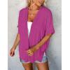 MEROKEETY Women’s 2026 Summer Lightweight Kimono Cardigan Short Sleeve Open Front Casual Loose Trendy Beach Cover Ups(Magenta)
