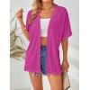 MEROKEETY Women’s 2026 Summer Lightweight Kimono Cardigan Short Sleeve Open Front Casual Loose Trendy Beach Cover Ups(Magenta)