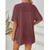 MEROKEETY Women’s 2026 Summer Lightweight Kimono Cardigan Short Sleeve Open Front Casual Loose Trendy Beach Cover Ups(Maroon)