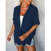MEROKEETY Women’s 2026 Summer Lightweight Kimono Cardigan Short Sleeve Open Front Casual Loose Trendy Beach Cover Ups(Navy)