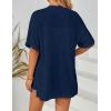 MEROKEETY Women’s 2026 Summer Lightweight Kimono Cardigan Short Sleeve Open Front Casual Loose Trendy Beach Cover Ups(Navy)