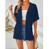 MEROKEETY Women’s 2026 Summer Lightweight Kimono Cardigan Short Sleeve Open Front Casual Loose Trendy Beach Cover Ups(Navy)