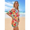 MEROKEETY Women’s 2026 Summer Lightweight Kimono Cardigan Short Sleeve Open Front Casual Loose Trendy Beach Cover Ups(Orange)