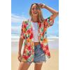 MEROKEETY Women’s 2026 Summer Lightweight Kimono Cardigan Short Sleeve Open Front Casual Loose Trendy Beach Cover Ups(Orange)