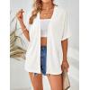 MEROKEETY Women’s 2026 Summer Lightweight Kimono Cardigan Short Sleeve Open Front Casual Loose Trendy Beach Cover Ups(White)