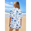 MEROKEETY Women’s 2026 Summer Lightweight Kimono Cardigan Short Sleeve Open Front Casual Loose Trendy Beach Cover Ups(White Blue)