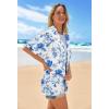 MEROKEETY Women’s 2026 Summer Lightweight Kimono Cardigan Short Sleeve Open Front Casual Loose Trendy Beach Cover Ups(White Blue)