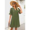 MEROKEETY Women’s 2026 Summer Short Sleeve Mini Dress V Neck Ruffle Hollow Out Eyelet Lace Dresses(Armygreen)